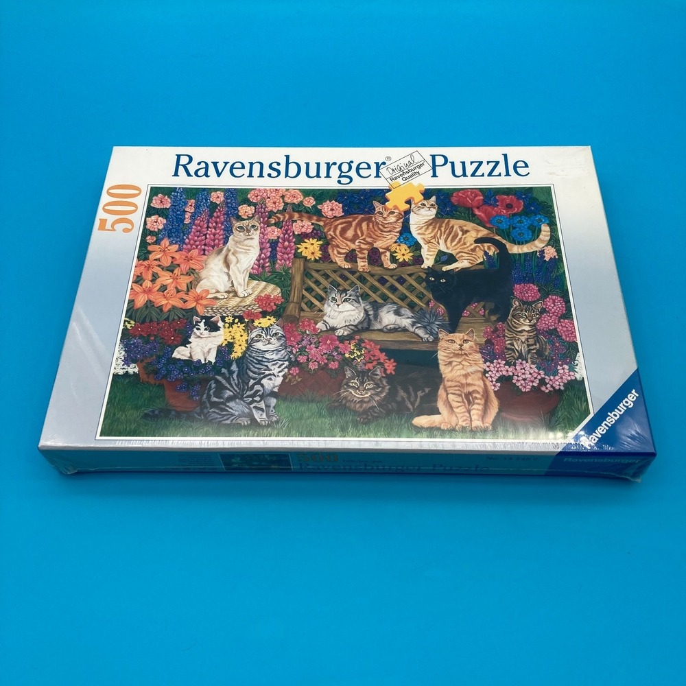 1998 Ravensburger Garden Party 500 Piece Jigsaw Puzzle Cats Kittens New Sealed